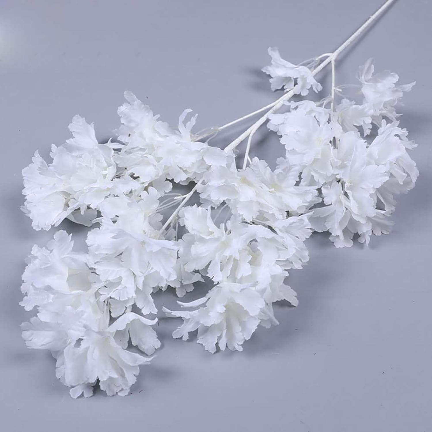 5Pcs 33.5" White Artificial Cherry Blossom Flower Bushy Silk Branches For Spring Home Room Wedding Party Kawaii Decor, Japan'S National Flower