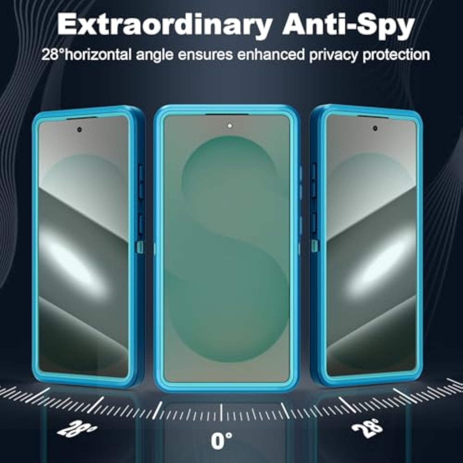 Designed For Samsung Galaxy S24 Ultra Case [With Privacy Screen Protector] 3-Layer Full Body Protection Rugged Shockproof Heavy Duty Phone Case Cover, Turquoise