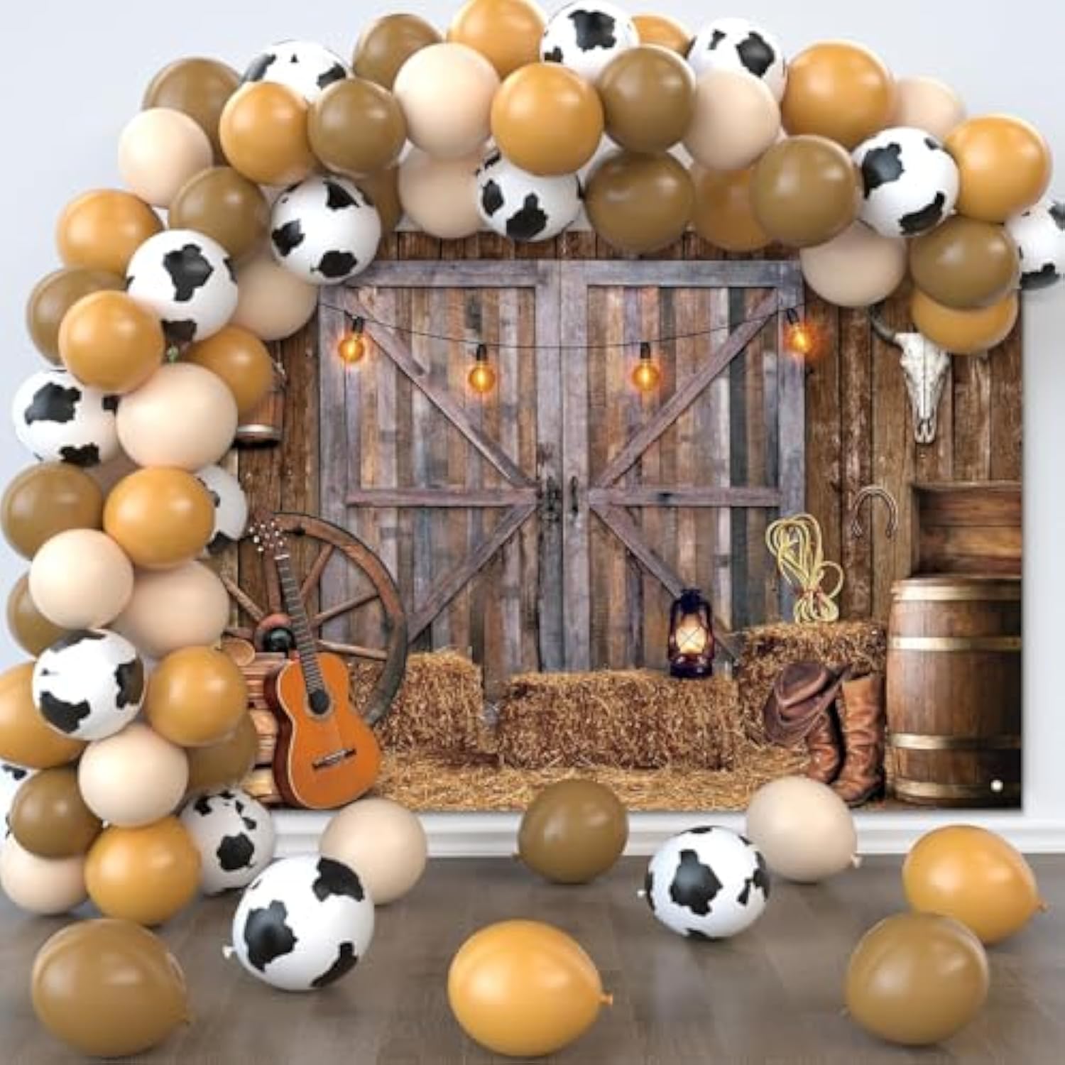 50pcs Western Balloons & Backdrop Set for Cowboy Party Decorations