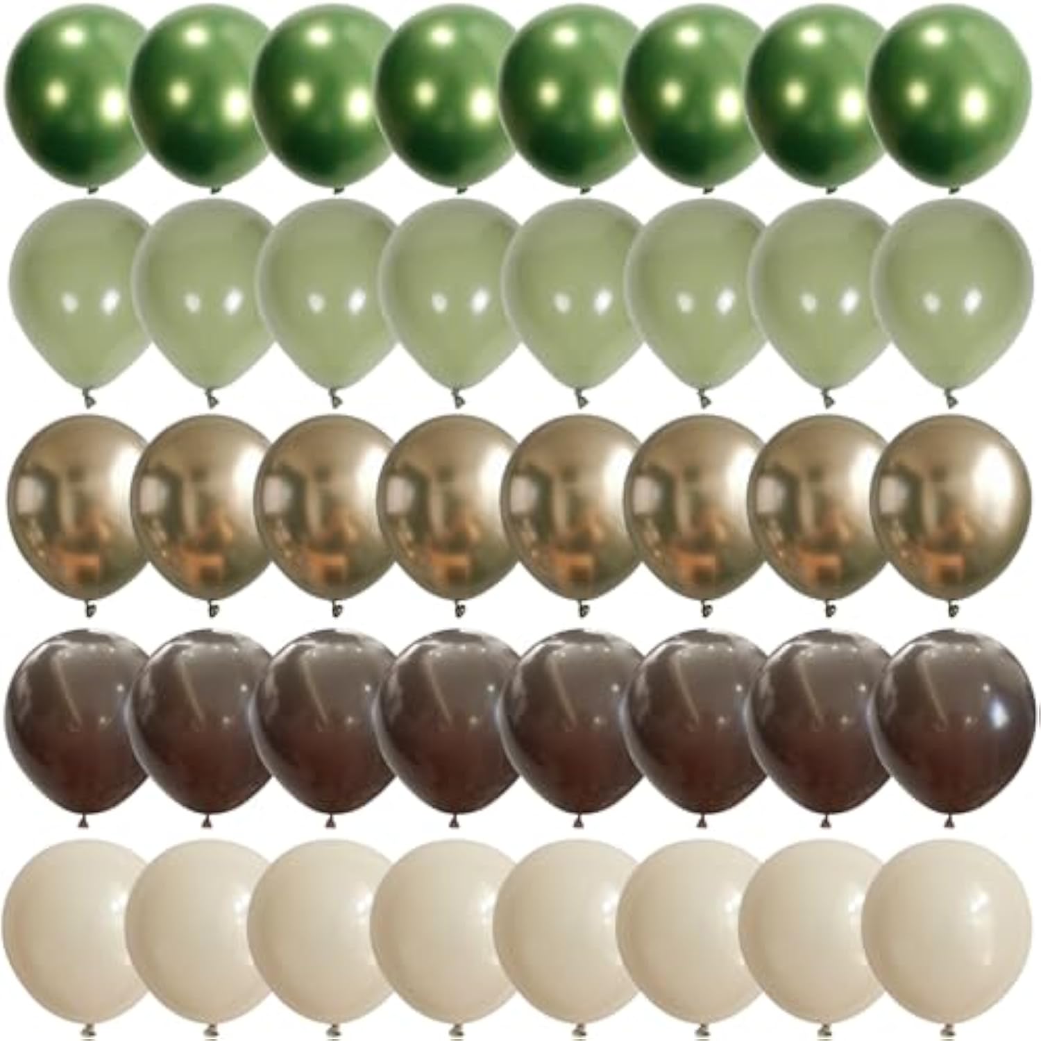 60pcs Sage Green & Brown Safari Balloon Kit for Woodland Baby Shower and Party Decor