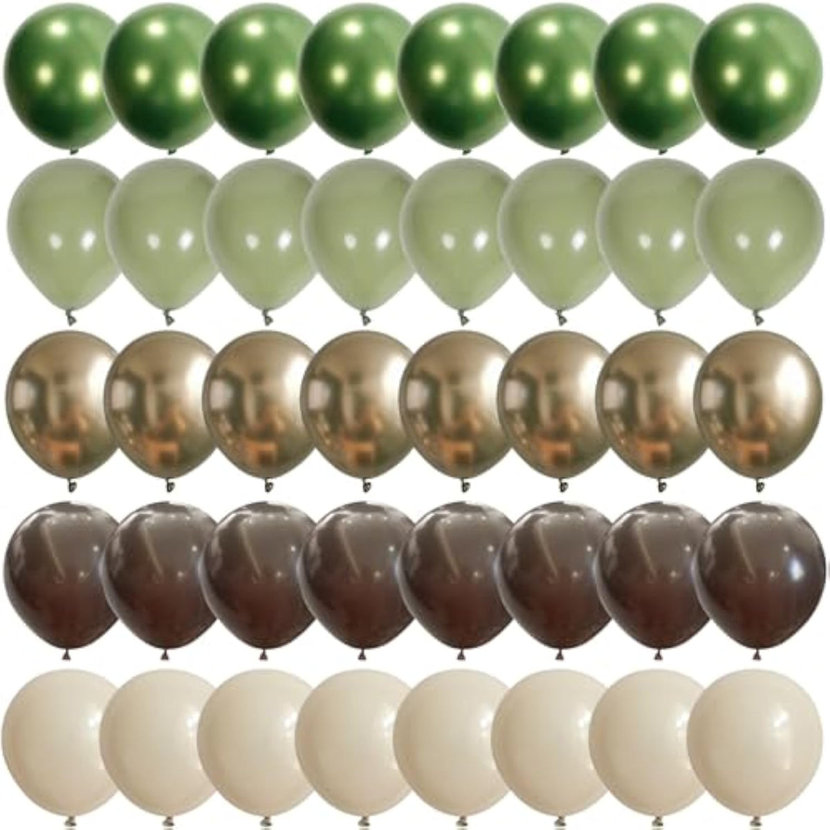 60pcs Sage Green & Brown Safari Balloon Kit for Woodland Baby Shower and Party Decor