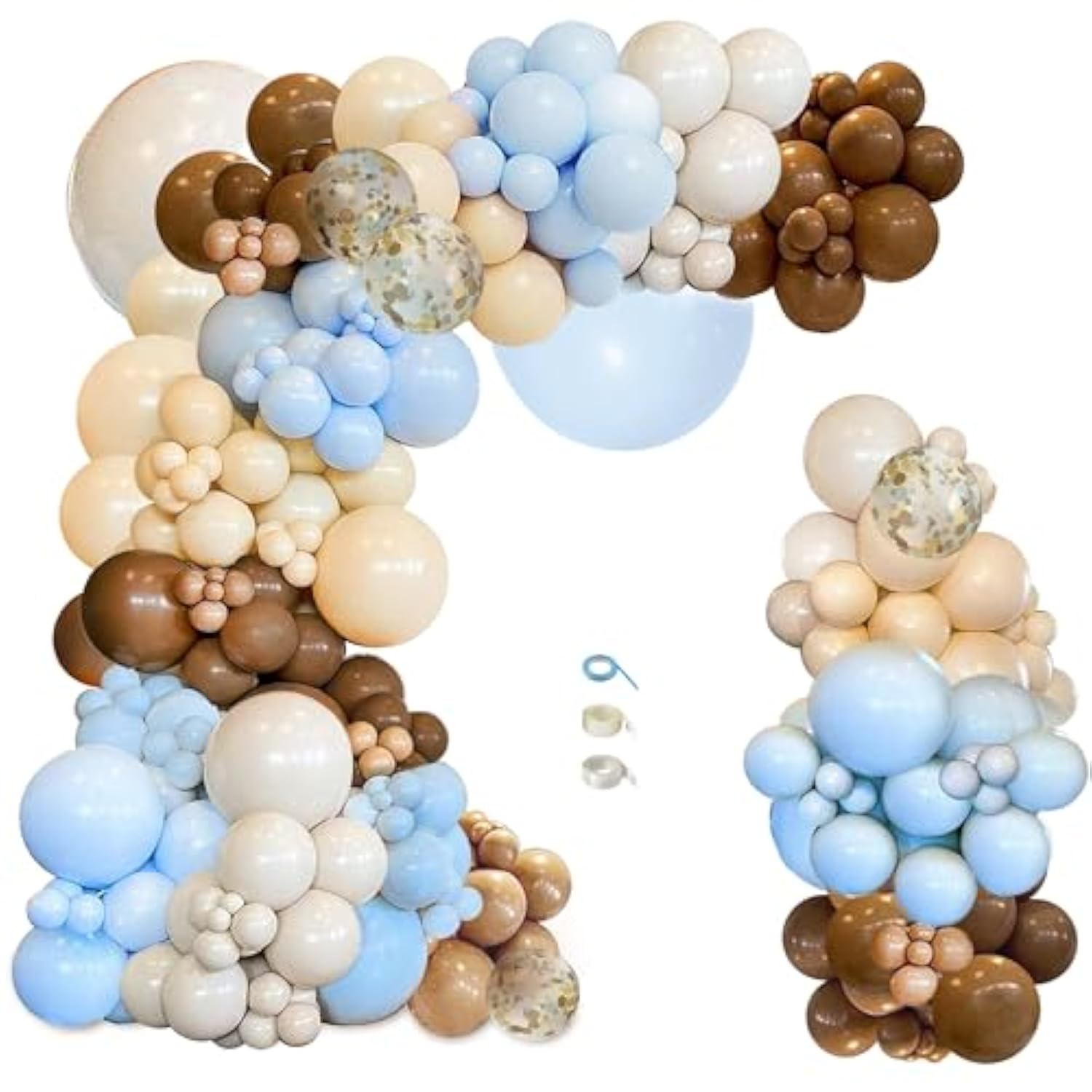 Boho Teddy Bear Balloon Arch Kit: Brown & Blue, 148-Piece