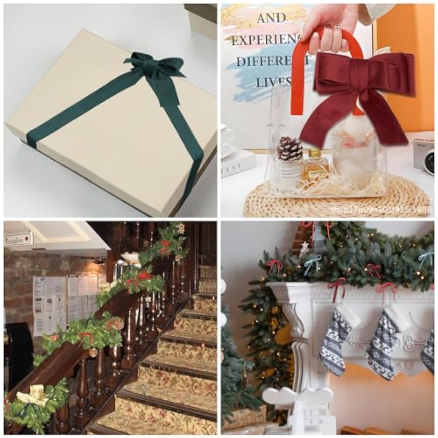 Dark Khaki 1/4 Inch Velvet Ribbon, Double Faced Continuous 20 Yards Velvet Ribbon Use For Christmas Tree Ornaments,Gift Wrapping,Bow Making,Wreath Decoration,Wedding Boutonnieres,Handmade Crafts