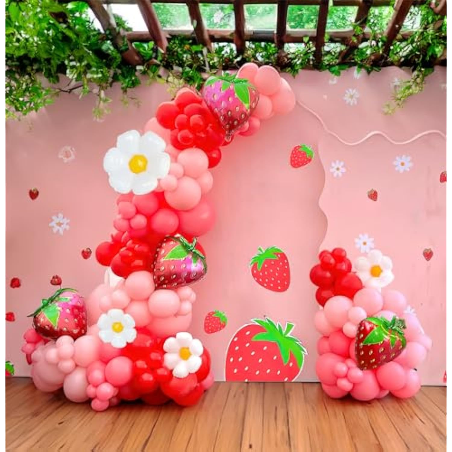 Strawberry Balloon Arch Kit: Red & Pink Party Decorations - 130 Piece