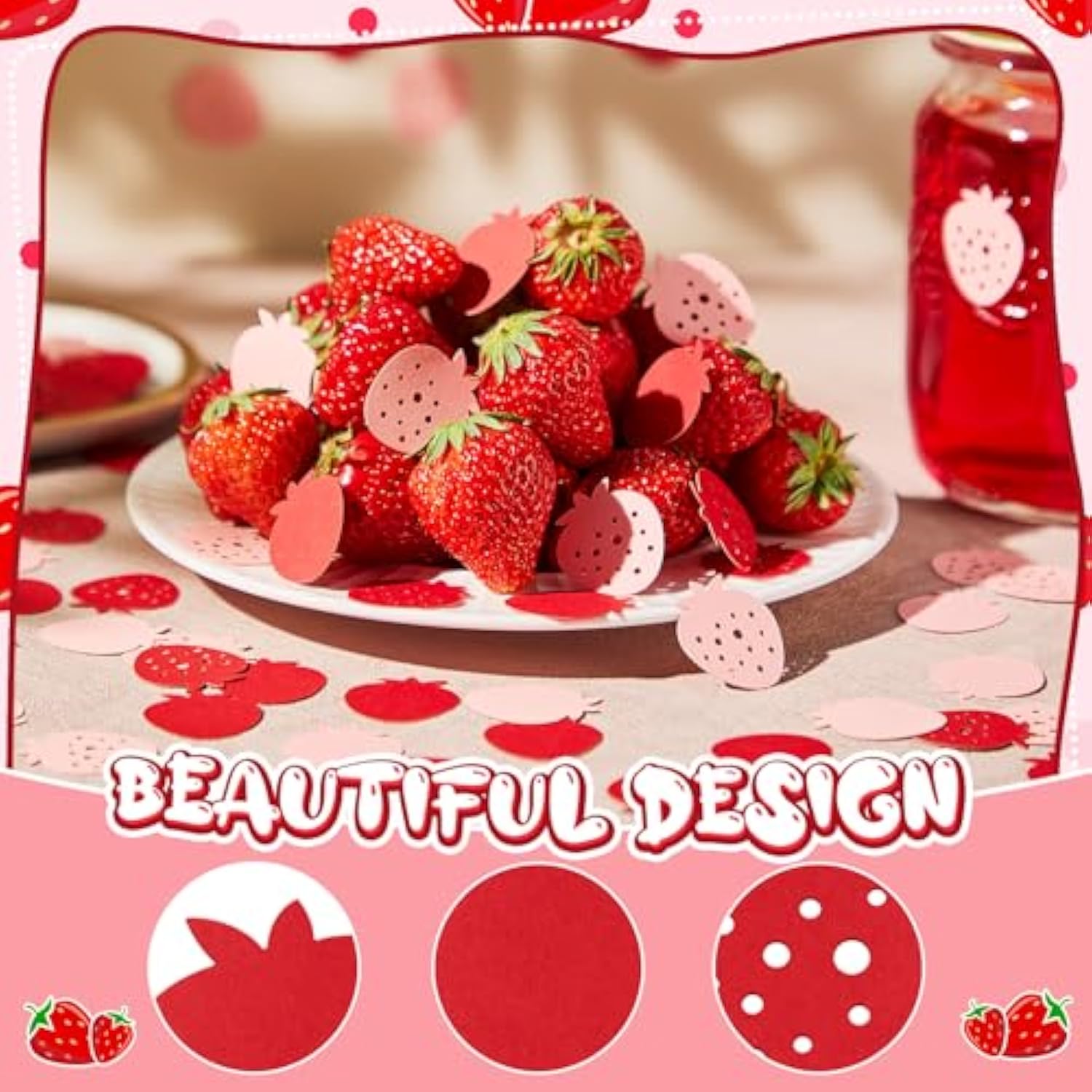300 Pcs Strawberry Confetti Red And Pink Strawberry Table Confetti Strawberry Table Decorations For Strawberry Themed Baby Shower Birthday Wedding Party Decor