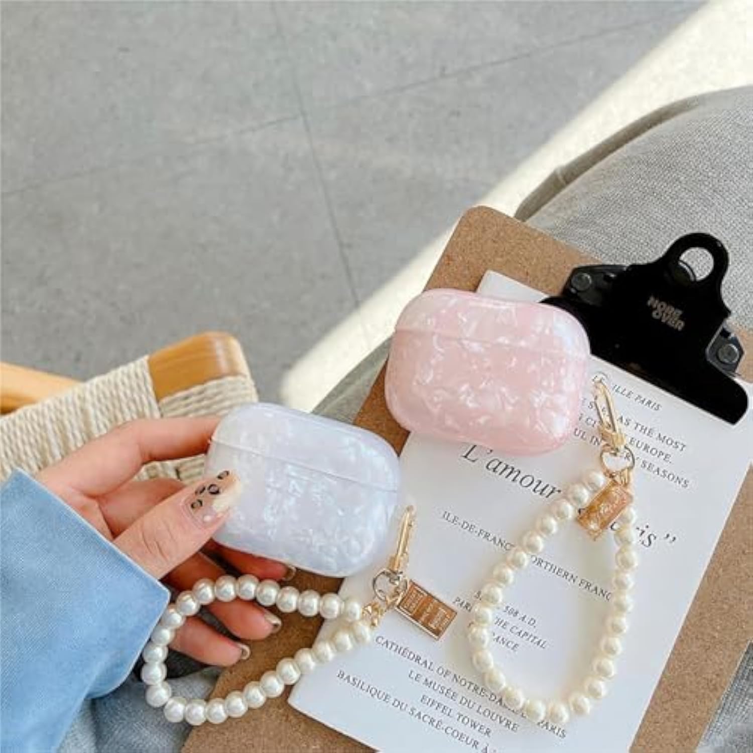 For Cute Glitter Airpods 4 Case 2024 With Cleaner Pen, Shell Pattern Apple Airpods Ipod 4Th Generation Case Cover Protective Skin Girl Women With Luxury Pearl Keychain, Pink