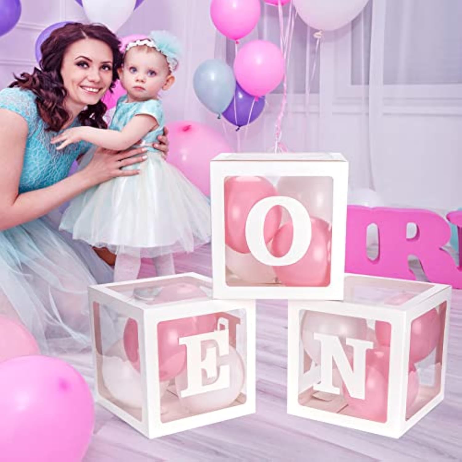 1St Birthday Decorations For Boys - 3Pcs Boxes With Letters For Photoshoot Props (White)
