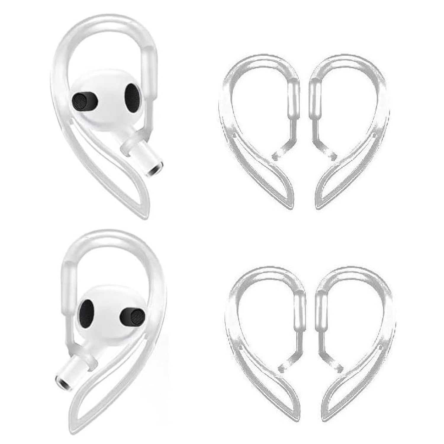 Ear Hooks Compatible With Airpods3,Anti-Slip Anti-Drop Airpod 3 Earhooks, Multi-Angle Adjustment Accessories,2 Pairs,Transparent (A3H2P)