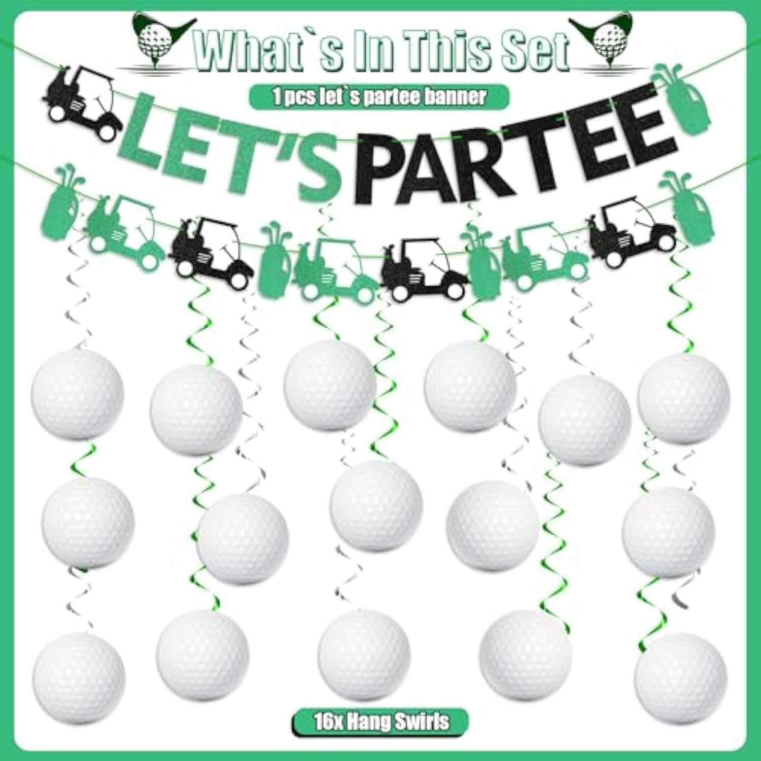 Golf Party Decorations Let's Partee Banner Hanging Swirls for Birthday Baby Shower