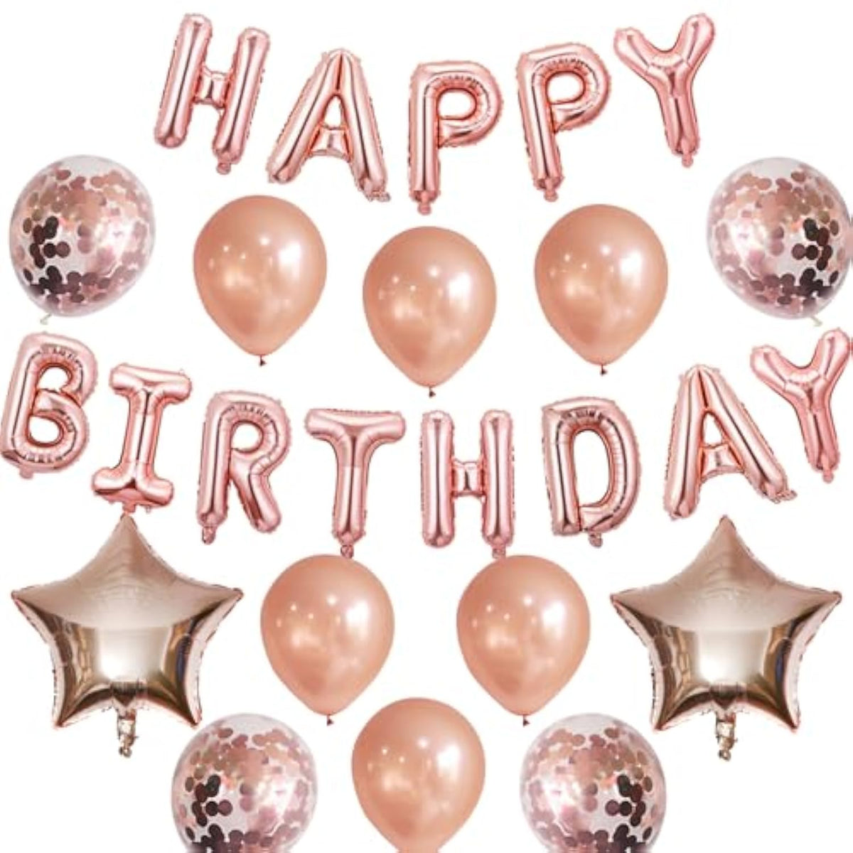 Rose Gold Balloons Happy Birthday Balloons Banner 16 Inch Aluminum Film Letters Balloons For Party Decoration Scene Arrangement Balloon Birthday Event Celebration Decorations