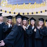 Gold Glitter Congratulations Banner With Black And Gold Circle Garland – Pre-Strung Graduation, Prom Decoration For Class Of 2025, Retirement, Engagement, Baby Shower, And Achievement Party Supplies