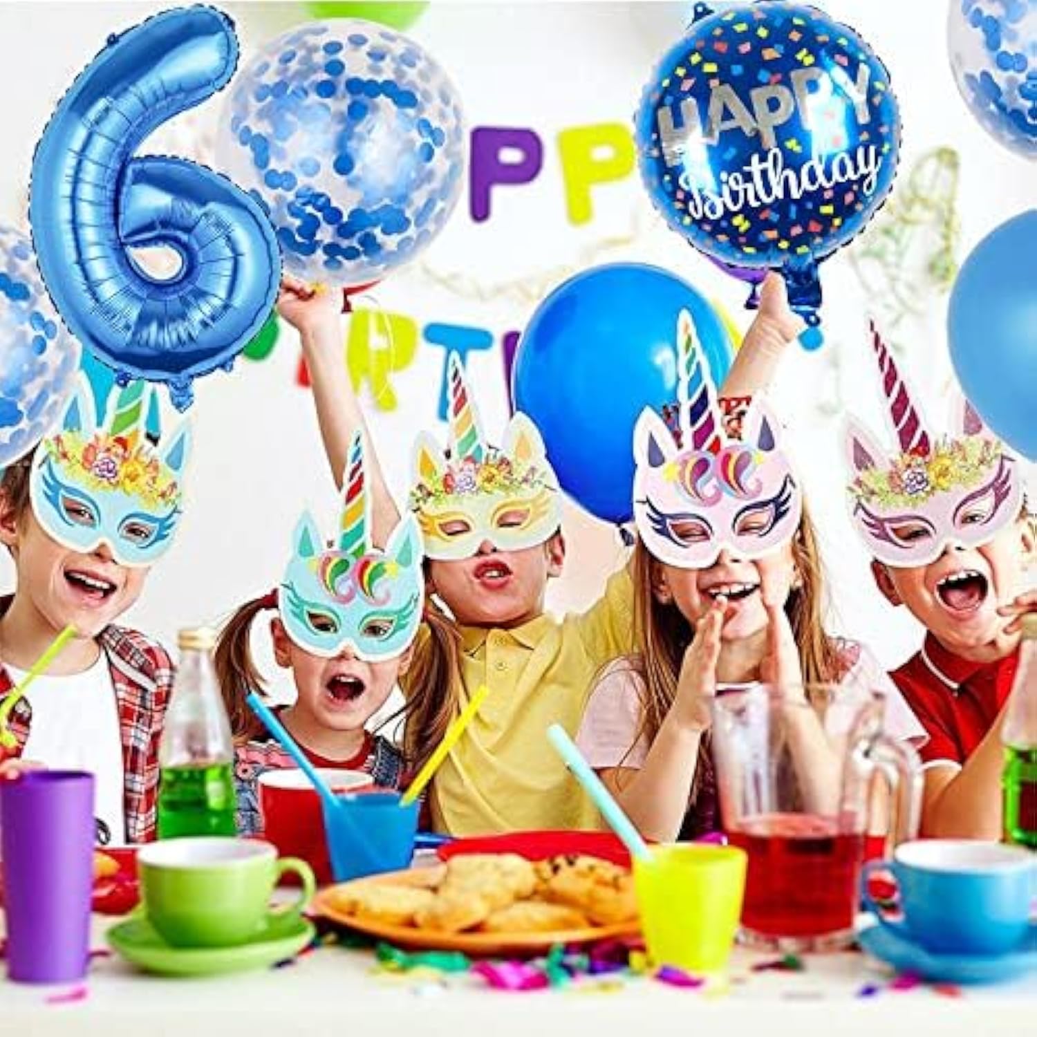 11 Pc Blue 17th Birthday Foil Balloons & Confetti Balloon Set for Kids Party Decor
