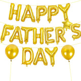 16 Inches HAPPY FATHER'S DAY Letter Balloon Banner with Star and Latex Balloons - Mylar Foil Alphabet Balloons Sign for Father's Day Dad Party Decorations, Family Gathering Supplies (Gold)