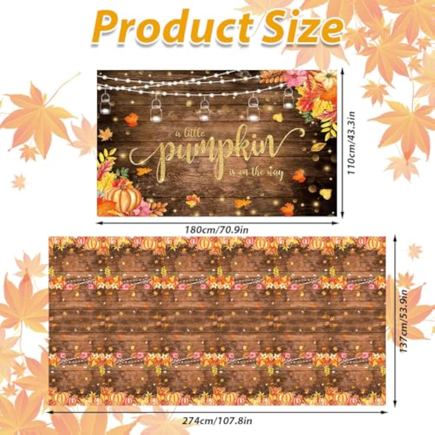 Pumpkin Baby Fall Balloon Arch Kit with Rustic Banner Backdrop for Autumn Party