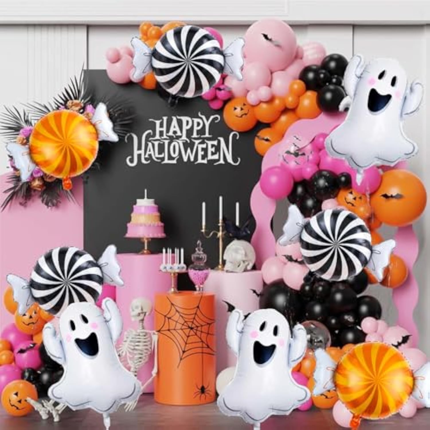 9pcs Halloween Balloon Set Ghost and Candy Foil Balloons for Party Decorations