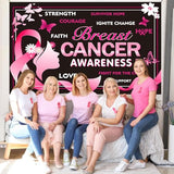 Breast Cancer Awareness Backdrop 8x6FT Pink Ribbon Butterfly Hope Banner