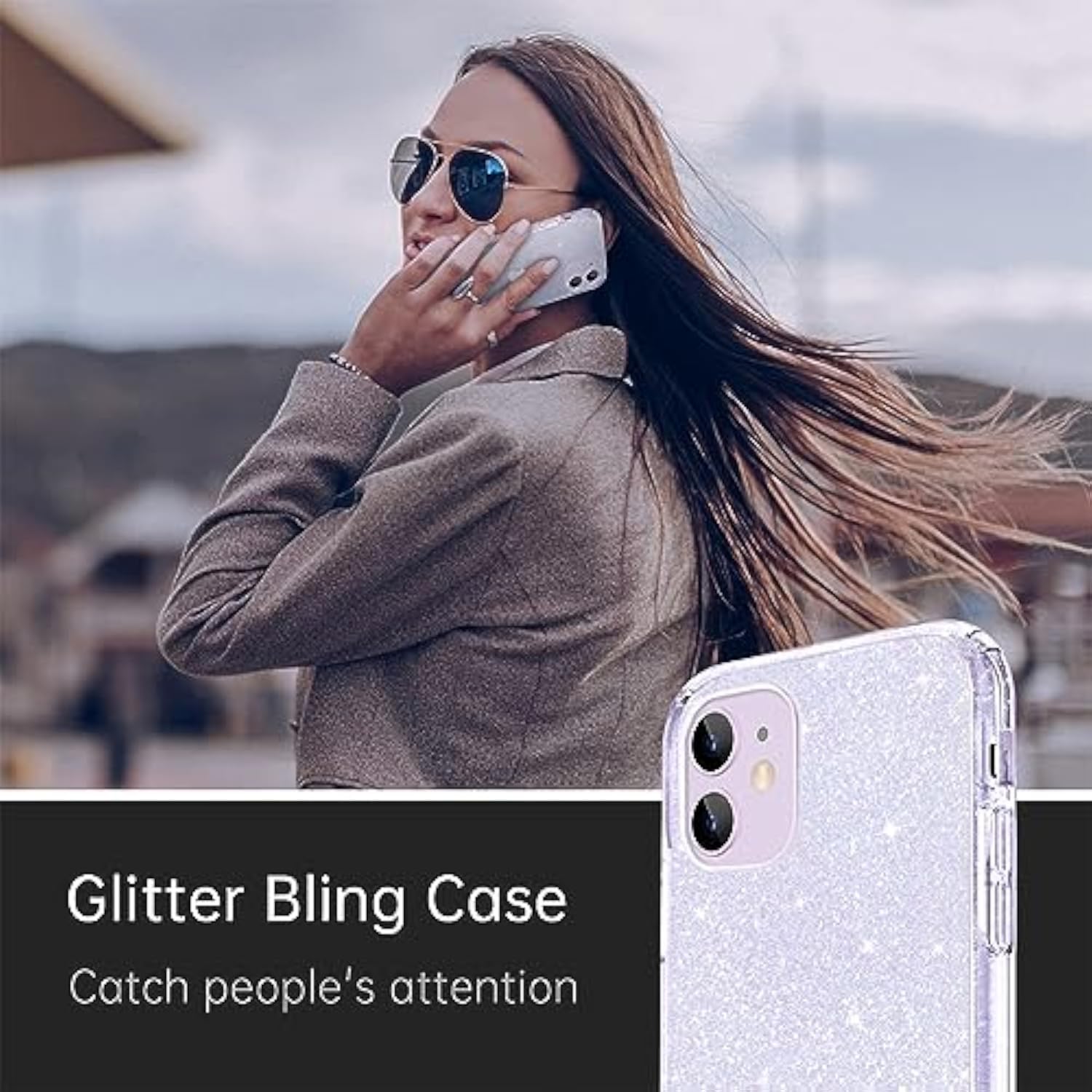 Clear Glitter Sparkle Bling Anti-Scratch Shockproof Protective Phone Case for iPhone 11 (6.1 inch) 2019