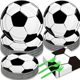 50 Guests Soccer Plates and Napkins Party Supplies Soccer Birthday Party Decorations Disposable Tableware Set Soccer Ball Dinnerware Favor for Party Decoration Favors, 200PCS