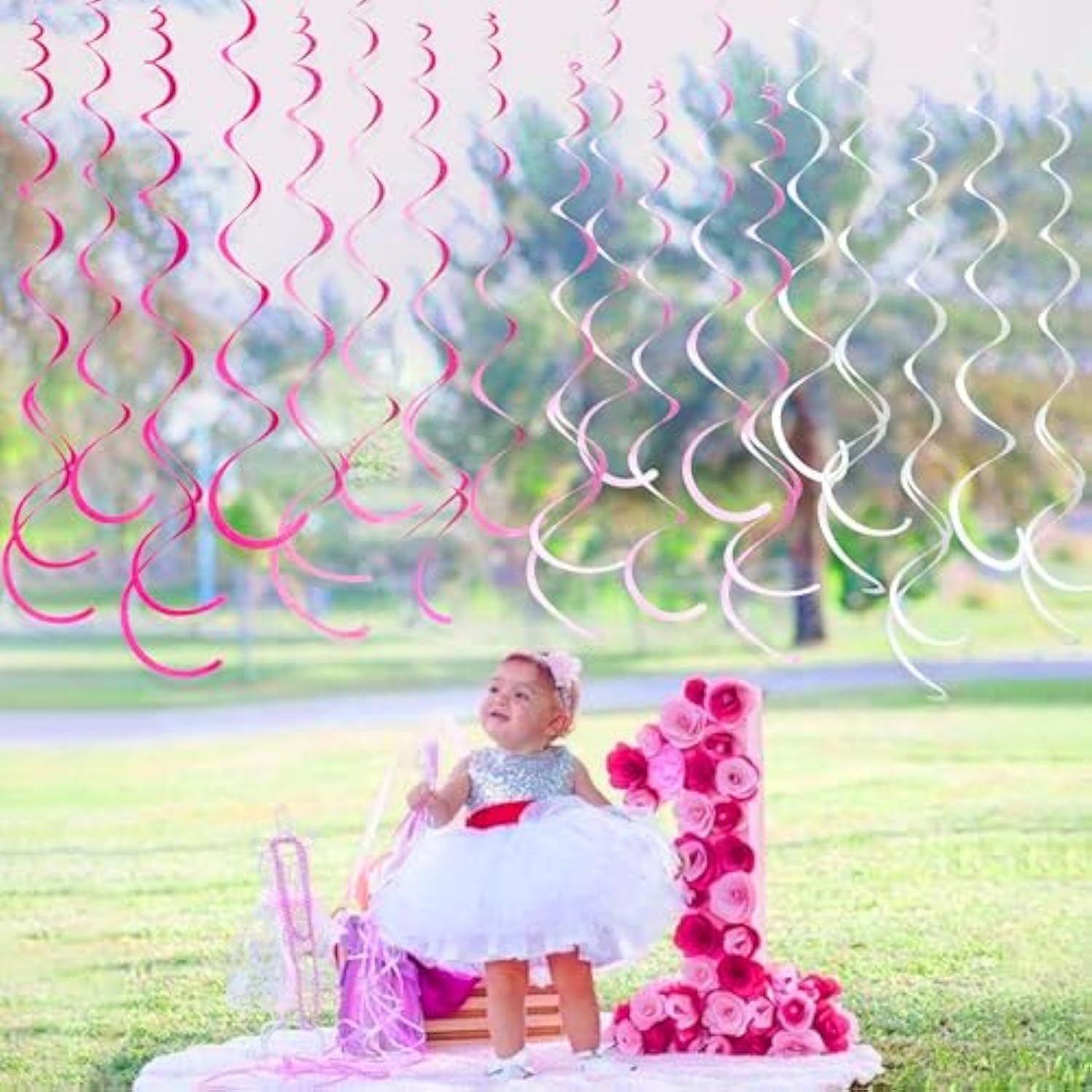 36 Pcs Hot Pink Hanging Swirl Decorations Ombre Pink White Felt Swirl Streamer Spiral Ceiling Decoration Garland For Birthday Bachelorette Wedding Bridal Shower Engagement Pink Girl Hen Party Supplies