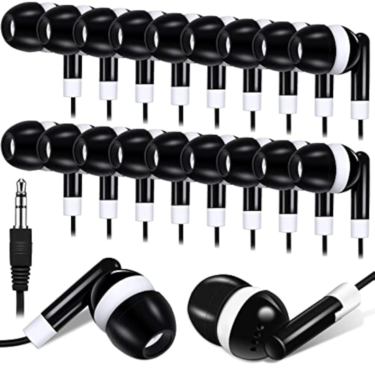 100 Pack Bulk Earbuds For Classroom, Student Basic Headphones In Ear For Kids