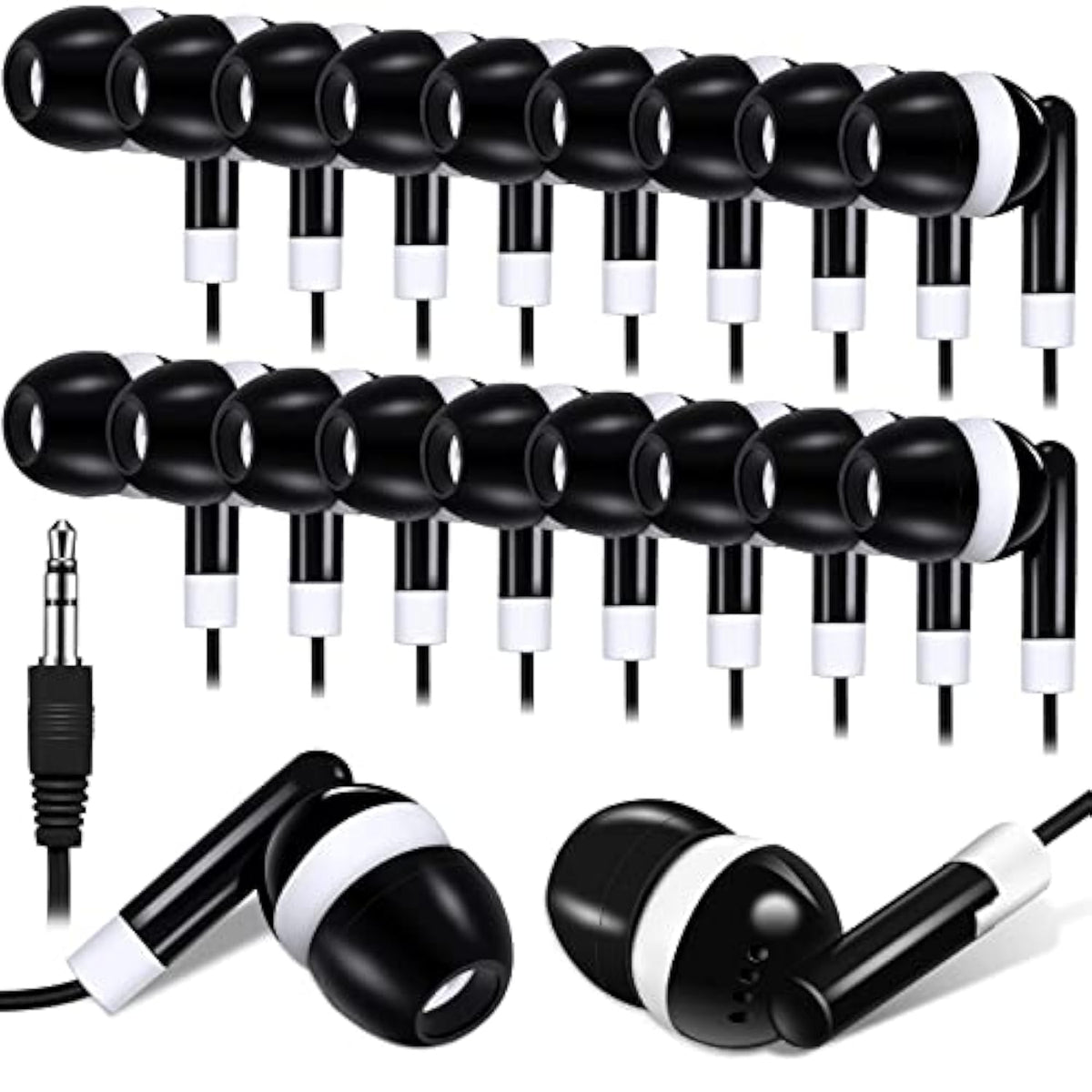 100 Pack Bulk Earbuds For Classroom, Student Basic Headphones In Ear For Kids