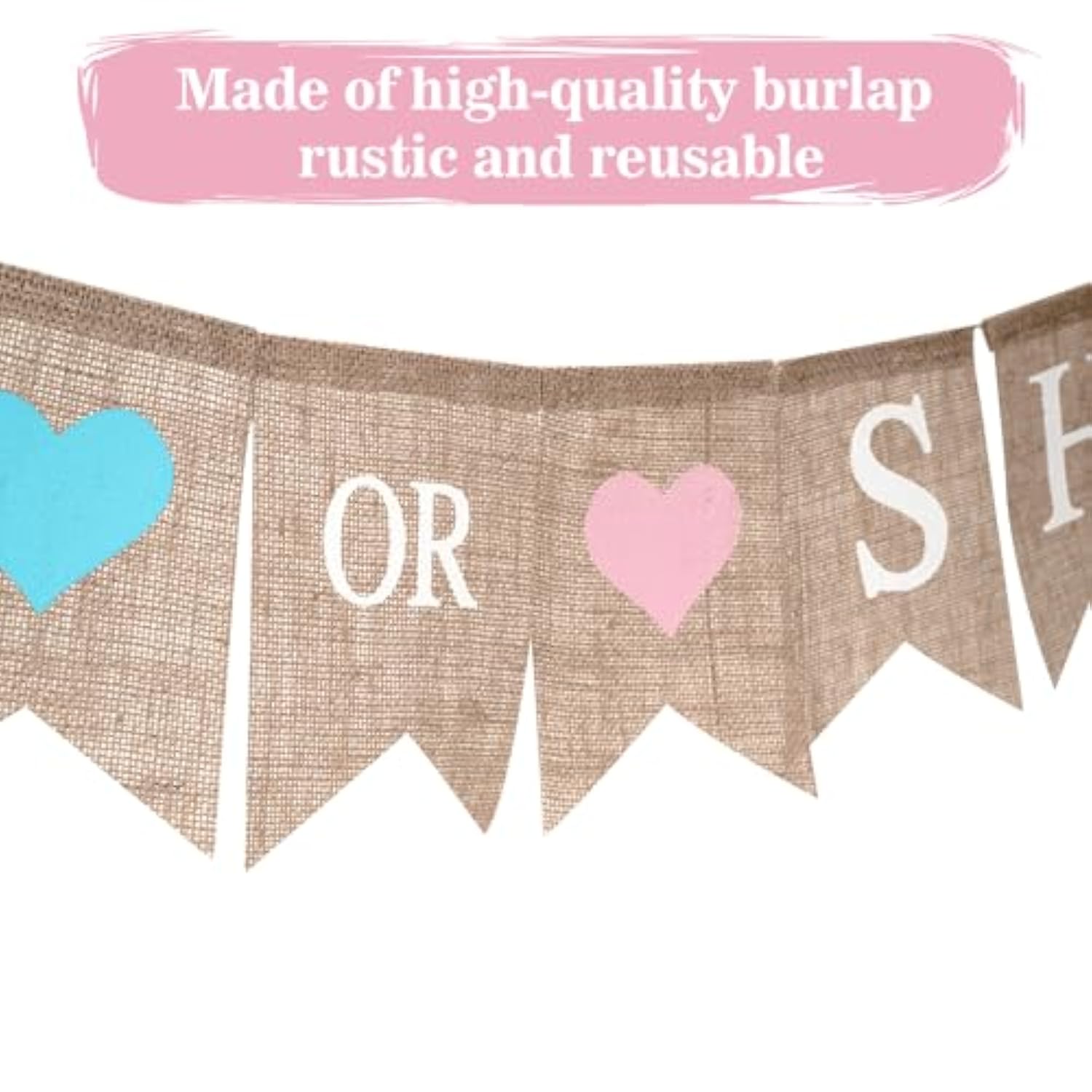 He Or She Banner, No Diy He Or She Gender Reveal Burlap Banners, Baby Shower Banner Sign For Girls Or Boy, Gender Reveal, Welcome Baby Backdrop Decoration
