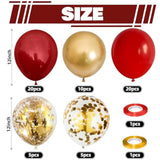 Red And Gold Balloon, 60 Pack 12 Inch Different Shades Red Party Balloons, Dark Red And Metallic Gold Confetti Balloons For Women Wedding Bridal Shower Birthday Christmas Party Decorations