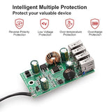 Portable Dc Converter With Battery Clip, 12V/24V To 5V 4-Port Usb Charger Multiport Power Adapter Compatible With Iphone Ipad Galaxy And Other Smart Phone & Tablets