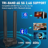 Wifi 6E Tri-Band Antenna 6Ghz 5Ghz 2.4Ghz Gaming Wifi Antenna Magnetic Base With 6.5Ft Extension Cable For Pc Desktop Computer Pcie Wifi 6E Card, Router