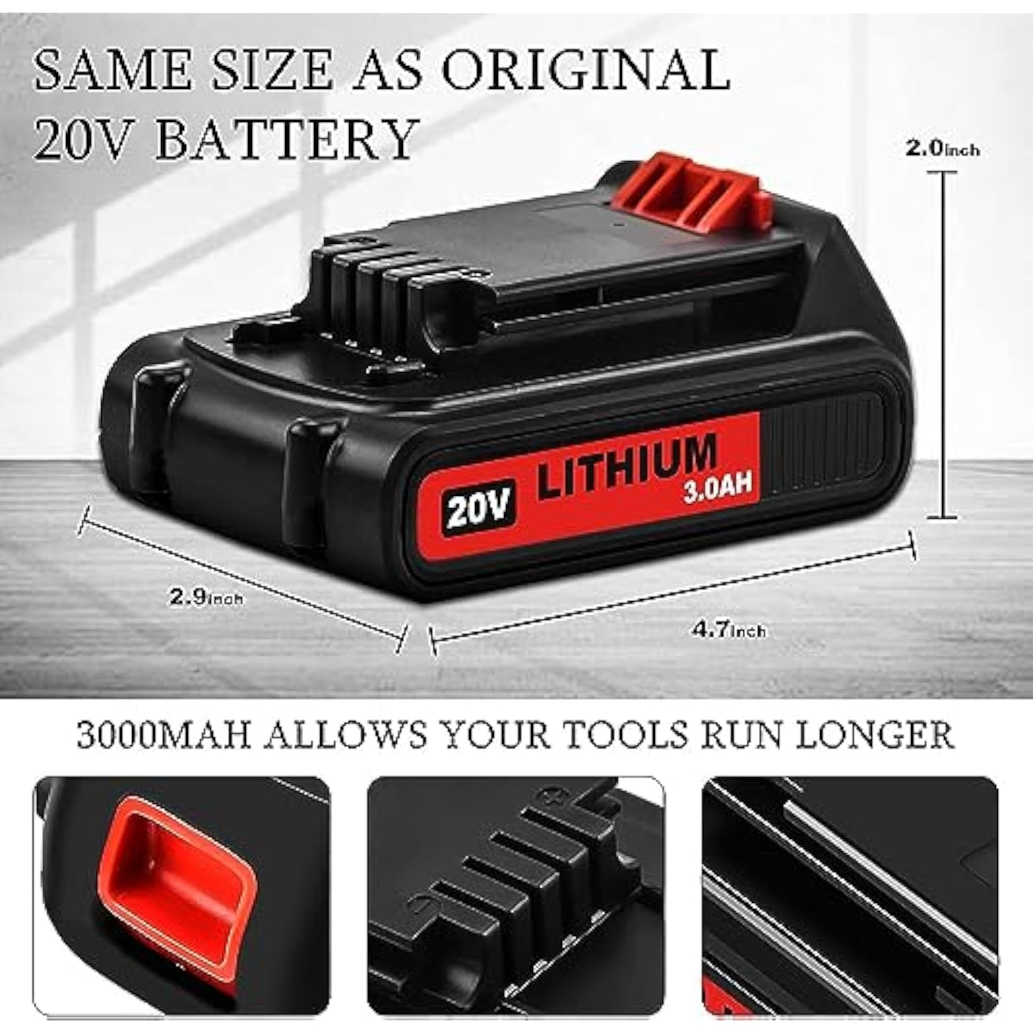 2 Pack 20Volt 3.0Ah Max Lbxr20 Repalcement For Black And Decke 20V Lithium Battery Compatible With Black And Decker 20V Battery Lb20 Lbx20 Lst220 Lbxr2020-Ope Lbxr20B-2 Lb2X4020 Cordless Tool?Red?