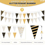 Huge 30-Foot New Year 2026 Banner in Black and Gold for Party and NYE Decor