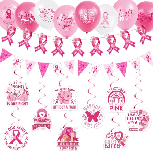 Breast Cancer Awareness Decorations, Pink Ribbon Balloons Party Supplies