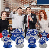 Blue Silver Thank You Honeycomb Centerpieces Set - 8Pcs We Appreciate You Table Decor with Inspiring Messages for Teacher, Nurse, Employee - Retirement, Graduation & Appreciation Party Supplies