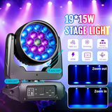 Minejie 19X15W Moving Head Stage Light,Rgbw 4-In-1 Led Zoom Beam Wash Strobe Effect,Dmx Sound Activated,540° Pan 270° Tilt,Professional Dj Lighting For Club Wedding Party Bar (Luces Para)