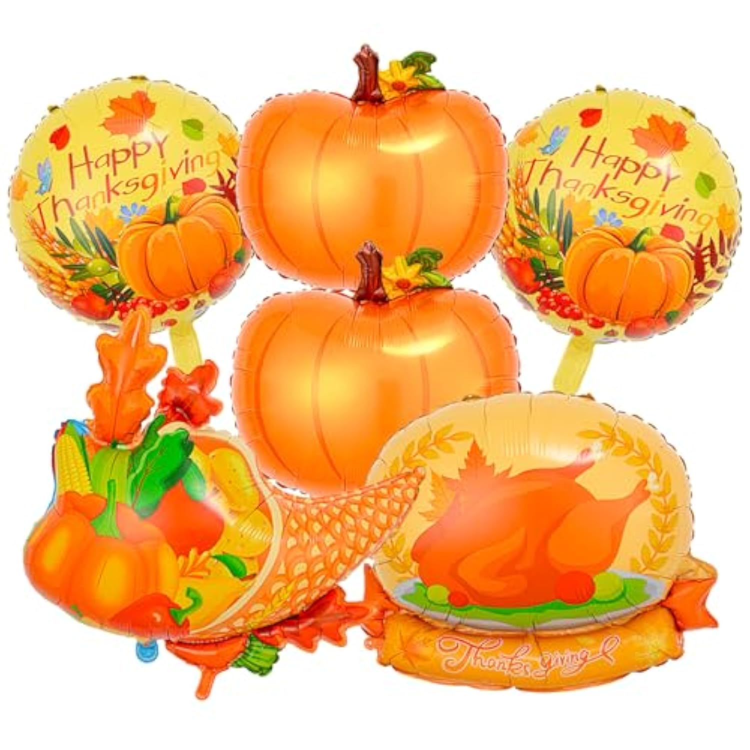 Thanksgiving Balloons Pumpkin Autumn Harvest Party Decorations 6pcs