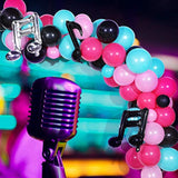 144 Pieces Music Balloons Birthday Garland Kit Music Sign Foil 5 Inch 10 Inch Rose Red Black Blue Pink For Birthday, Sock Hop Party, 1950S Party, Karaoke Decorations Supplies