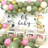 Pink And Green Balloons Retro Sage Green Pink Metallic Gold Confetti Balloons Latex Balloon For Birthday Girl Baby Shower Bridal Woodland Jungle Safari Party Decoration