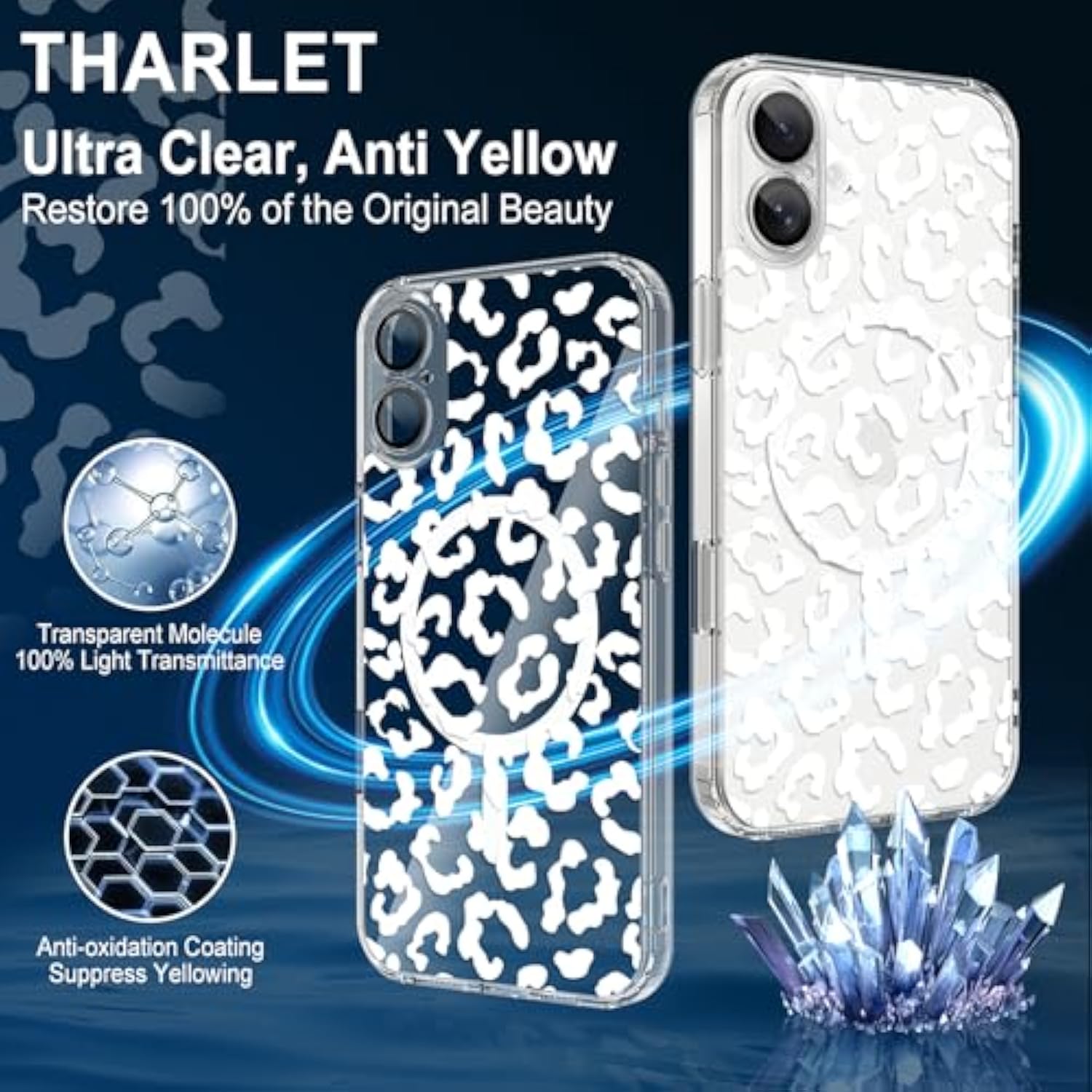 Magnetic For Iphone 16 Case, Compatible With Magsafe, Anti Yellowing, Cute Cheetah Print For Design For Women Girls, Slim Shockproof Tpu Cover For Iphone 16 (Clear)