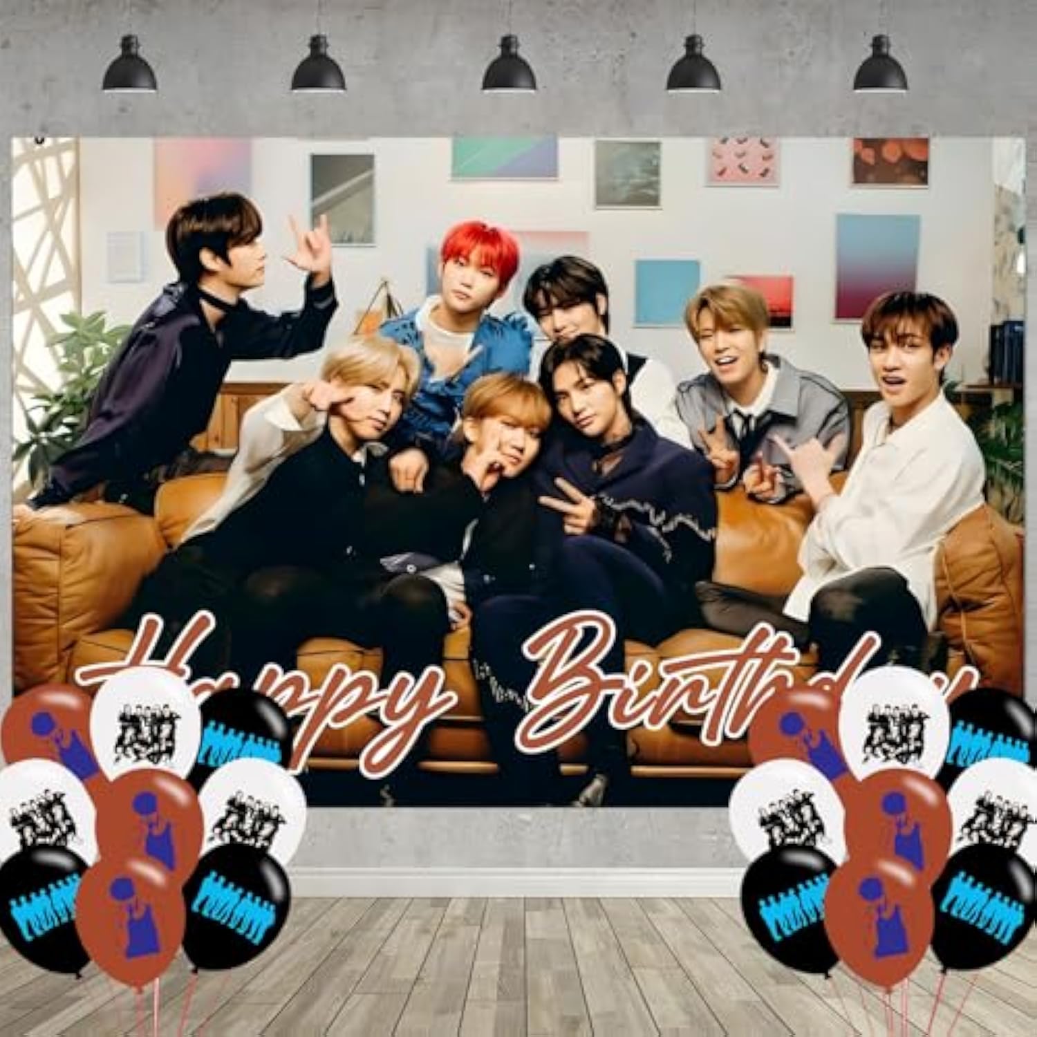 Stray Kids Birthday Decor 5x3 Ft Photo Backdrop & 18 Pcs Balloons