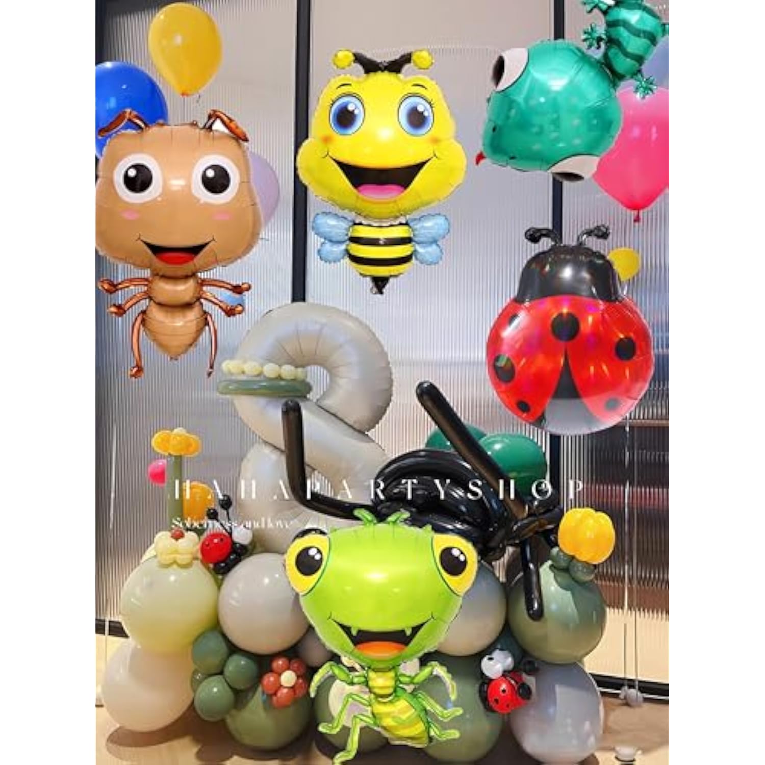 Insect Themed Balloons Ladybug, Bee, Ant, Gecko, Mantis Balloons For Kids Birthday Parties, Baby Shower, Spring Picnic, Summer Events Garden Themed Events & Insect Educational Activities? 5Pcs