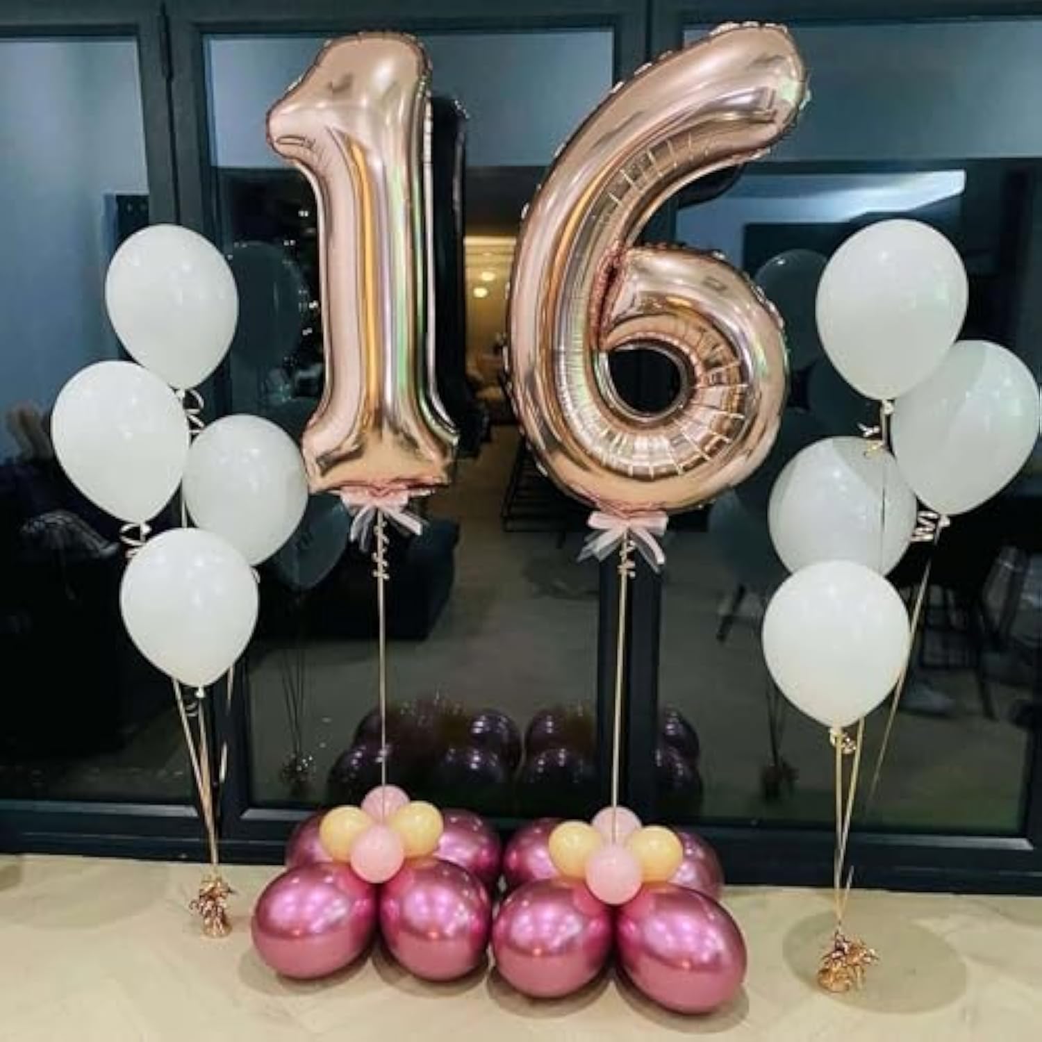 Rose Gold 16 Number Balloons  40" Giant Foil Mylar for 16th Birthday Decor