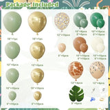 170Pcs Jungle Safari Balloons Arch Garland Kit, Sage Green Brown Animal Print Balloons Palm Leaves Wild One Safari Baby Shower Decorations For Boys Tropical Woodland Birthday Party Supplies