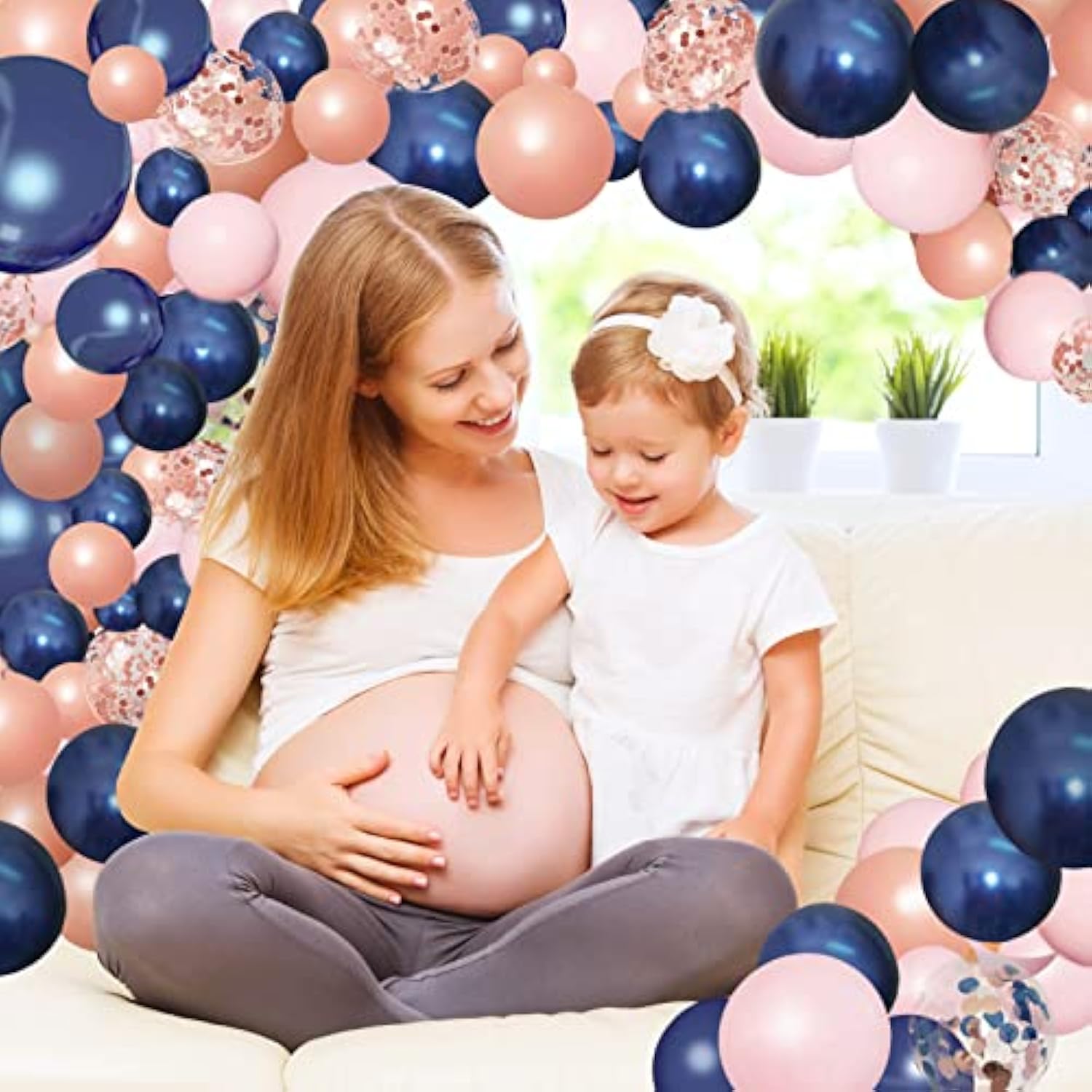 148Pcs Navy Blue Pink Rose Gold Balloon Arch, Navy Gender Reveal Balloon Garland For Bachelorette Shower Wedding Graduation Birthday Party Decoration