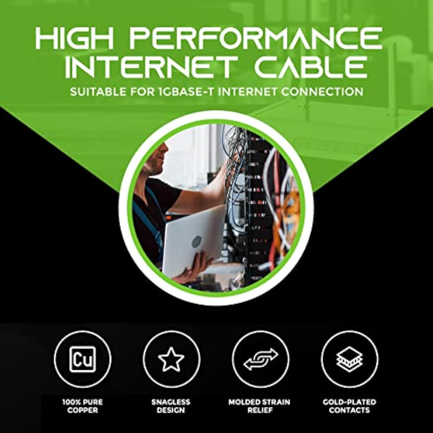GearIt 20-Pack, Cat5e Ethernet Patch Cable 2 Feet - Snagless RJ45 Computer LAN