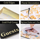 Guest Book: Premuim Keepsake For Life'S Special Events - Sign In Book For Wedding Reception, Baby Shower, Funeral And Birthday Party - 100 Pages, Leather'S Cover, Gold Foil (Black, 7" X10?)