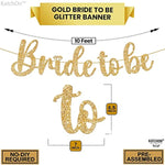 , Gold Glitter Bride To Be Banner - 10 Feet, No Diy | Gold Bride To Be Sign For Bachelorette Party Decorations | Bridal Shower Banner For Bridal Shower Decorations | Bride To Be Decorations