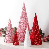 Valentines Day Decor, 5Pcs Valentines Tree Table Decorations, Pink Cone Mini Trees With Glitter Sequins Surface, Valentines Tabletop Tree For Home Table Indoor Valentines Day Gifts