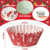 600Pcs Christmas Mini Cupcake Paper Liners, Merry Christmas Baking Cups Muffin Case Cupcakes Wrappers, Xmas Tree Santa Claus Snowman Cake Wrap Making Supplies For Xmas Eve Party (10 Styles)