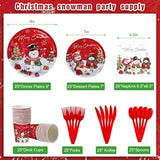 Christmas Snowman Party Supplies, Christmas Snowman Plates And Napkins Set, Disposable Paper Plates Napkins Cups Knives Spoons Forks For Merry Christmas Winter Holiday Party Decorations, Serve 25