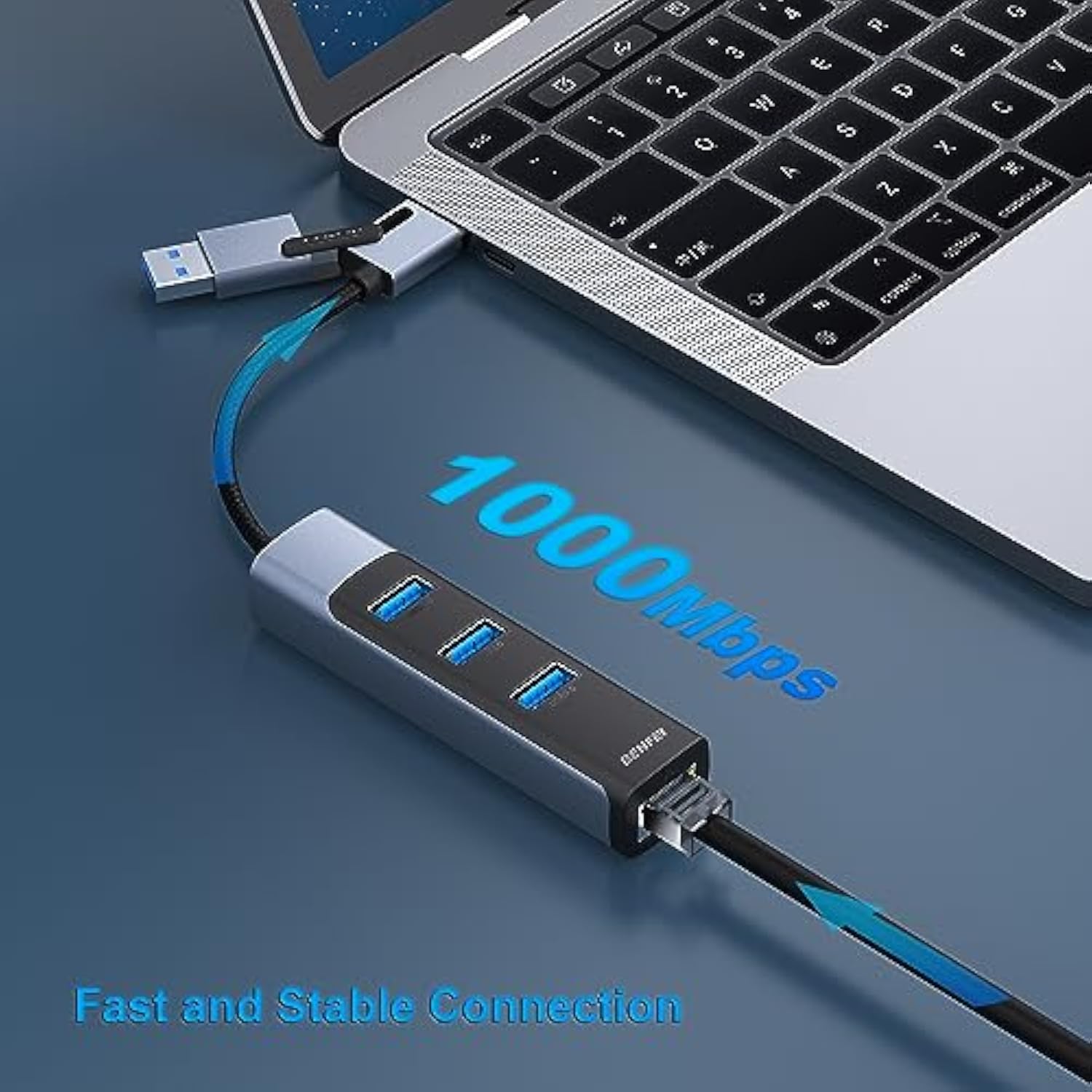 BENFEI 2in1 USB-C/USB 3.0 to Ethernet Adapter with 3*USB 3.0 Ports Compatible